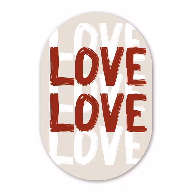 Muurovaal aluminium - Love - Rood - Tekst — 1
