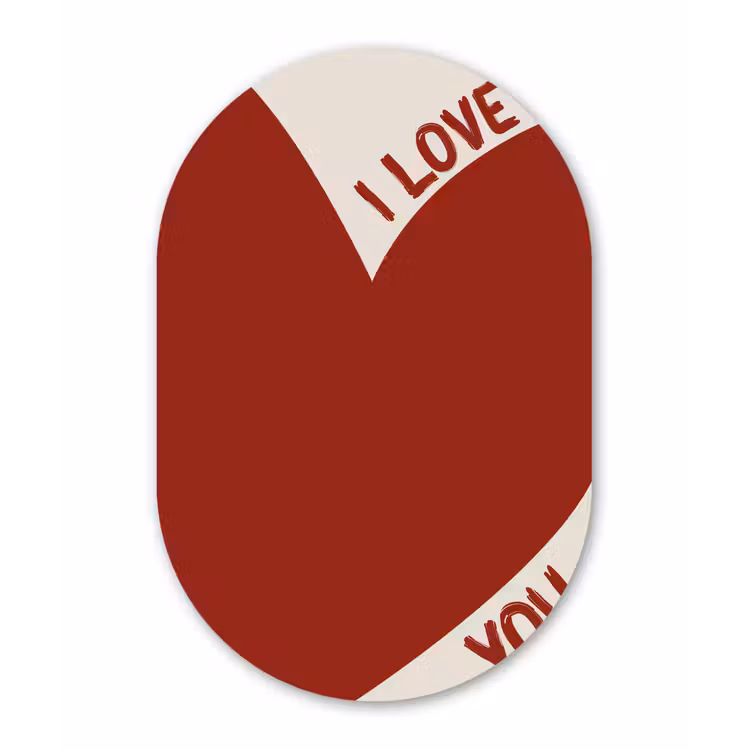 Muurovaal aluminium - Loveyou - Rood - Hart — 1