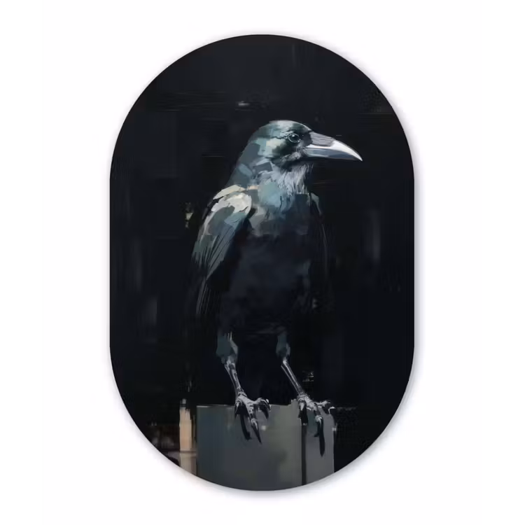 Muurovaal aluminium - Raaf - Vogels - Zwart — 1