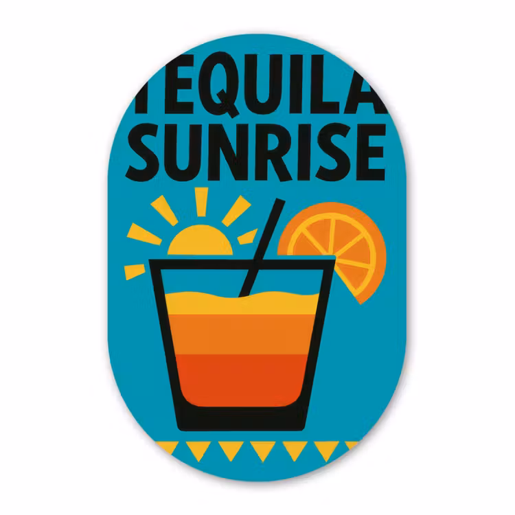Muurovaal aluminium - Illustratie - Tequila - Glas - Blauw — 1