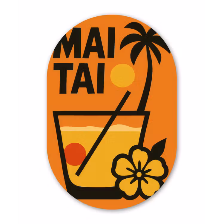 Muurovaal aluminium - Palmboom - Bloem - Art - Drink — 1
