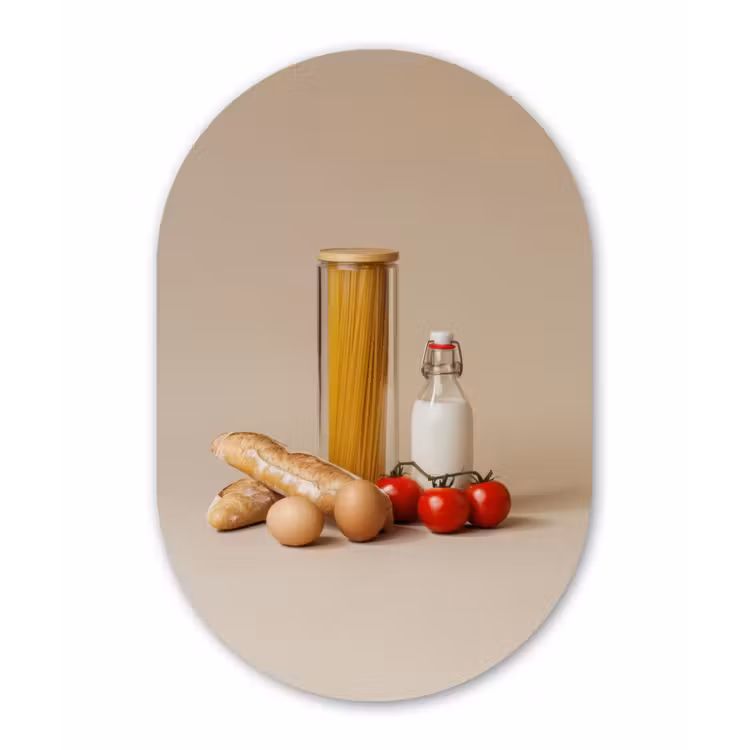 Muurovaal aluminium - Spaghetti - Melk - Tomaten - Eieren - Brood — 1