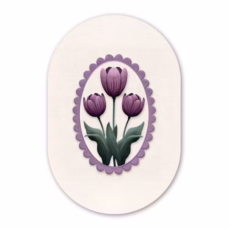 Muurovaal aluminium - Tulpen - Paars - Lijst - Bladeren — 1