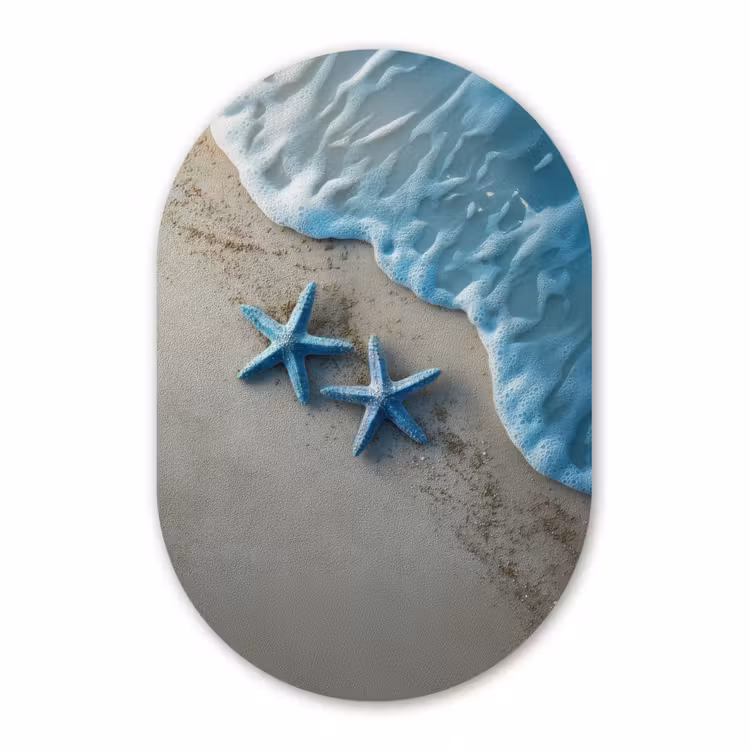 Muurovaal aluminium - Zeesterren - Zand - Zee - Blauw — 1