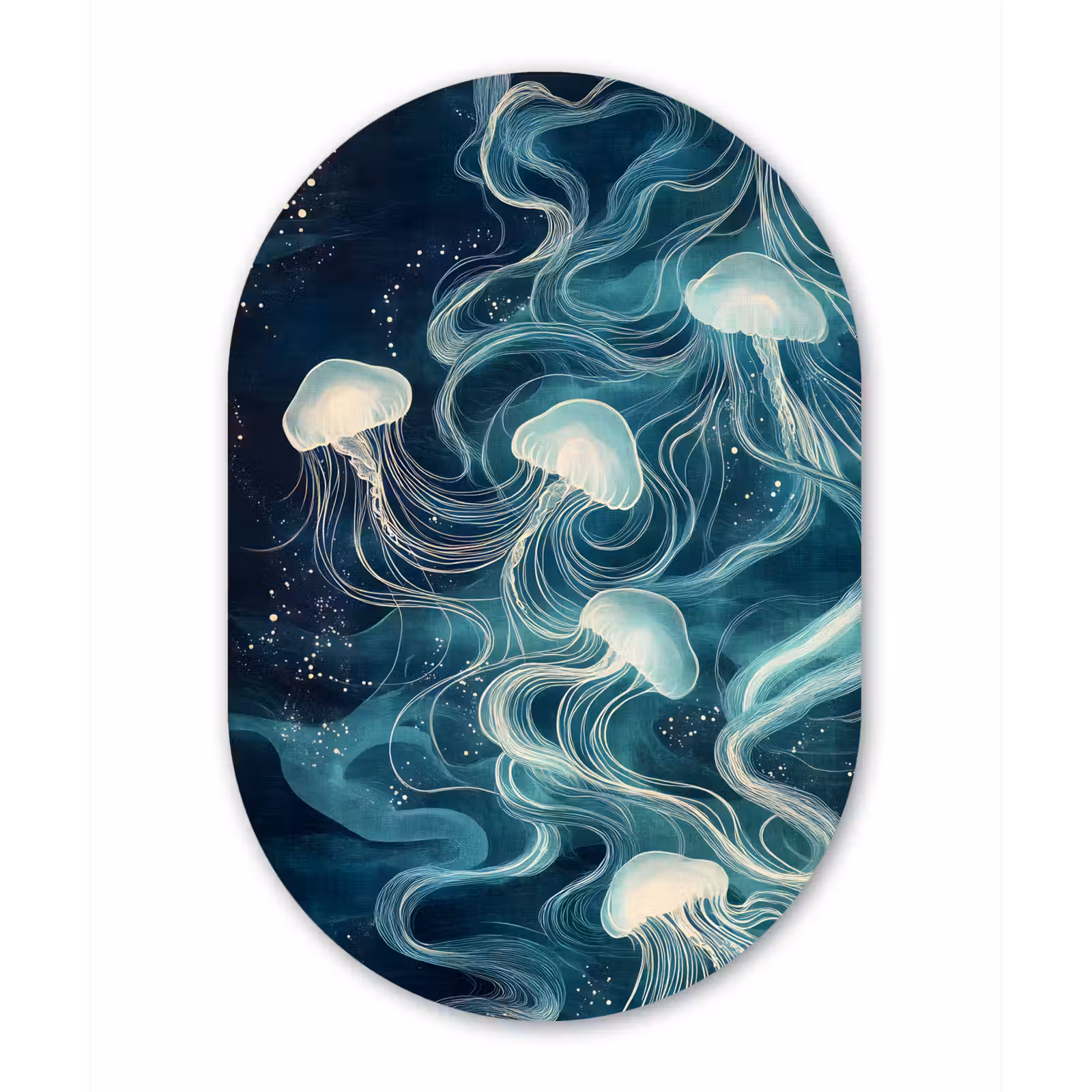 Muurovaal aluminium - Kwallen - Zee - Wit - Golven — 1