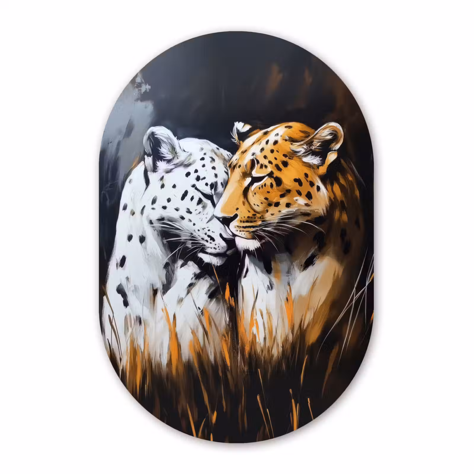 Muurovaal aluminium - Luipaard - Oranje - Wit - Gras — 1