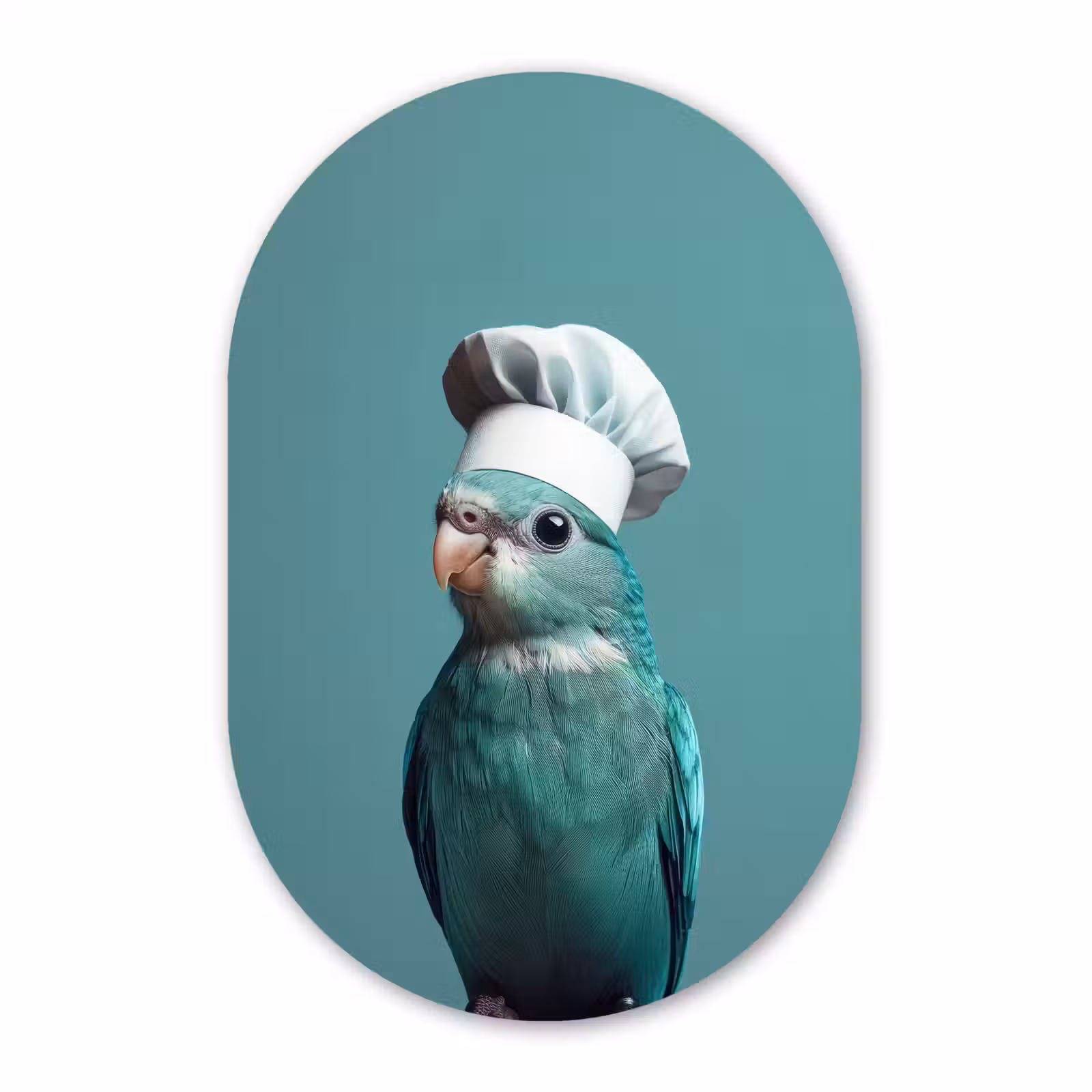 Muurovaal aluminium - Parkiet - Vogel - Koksmuts - Cute — 1