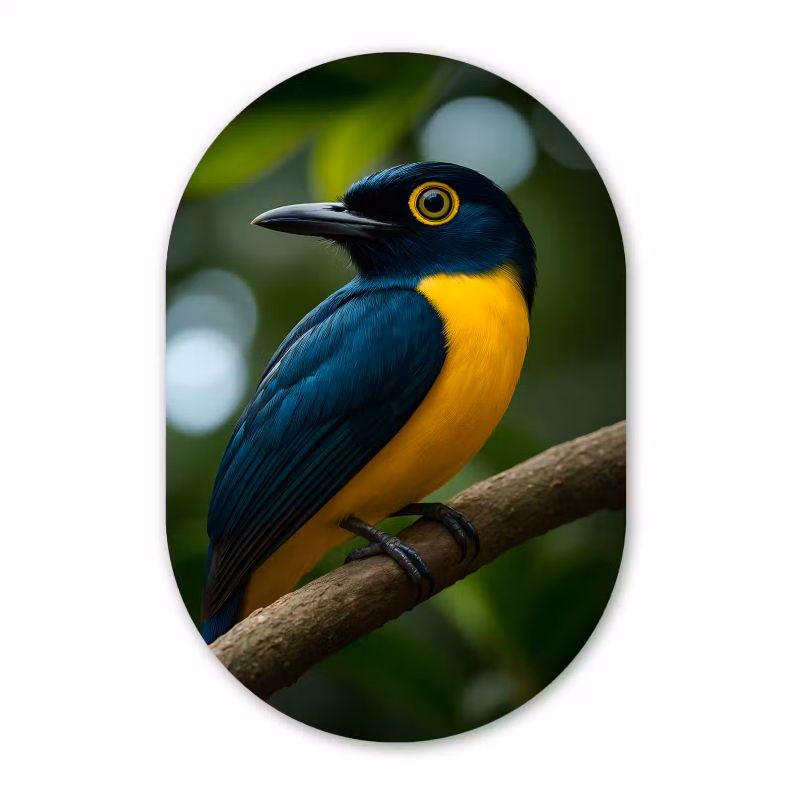 Muurovaal aluminium - Vogel - Tak - Geel - Bladeren — 1