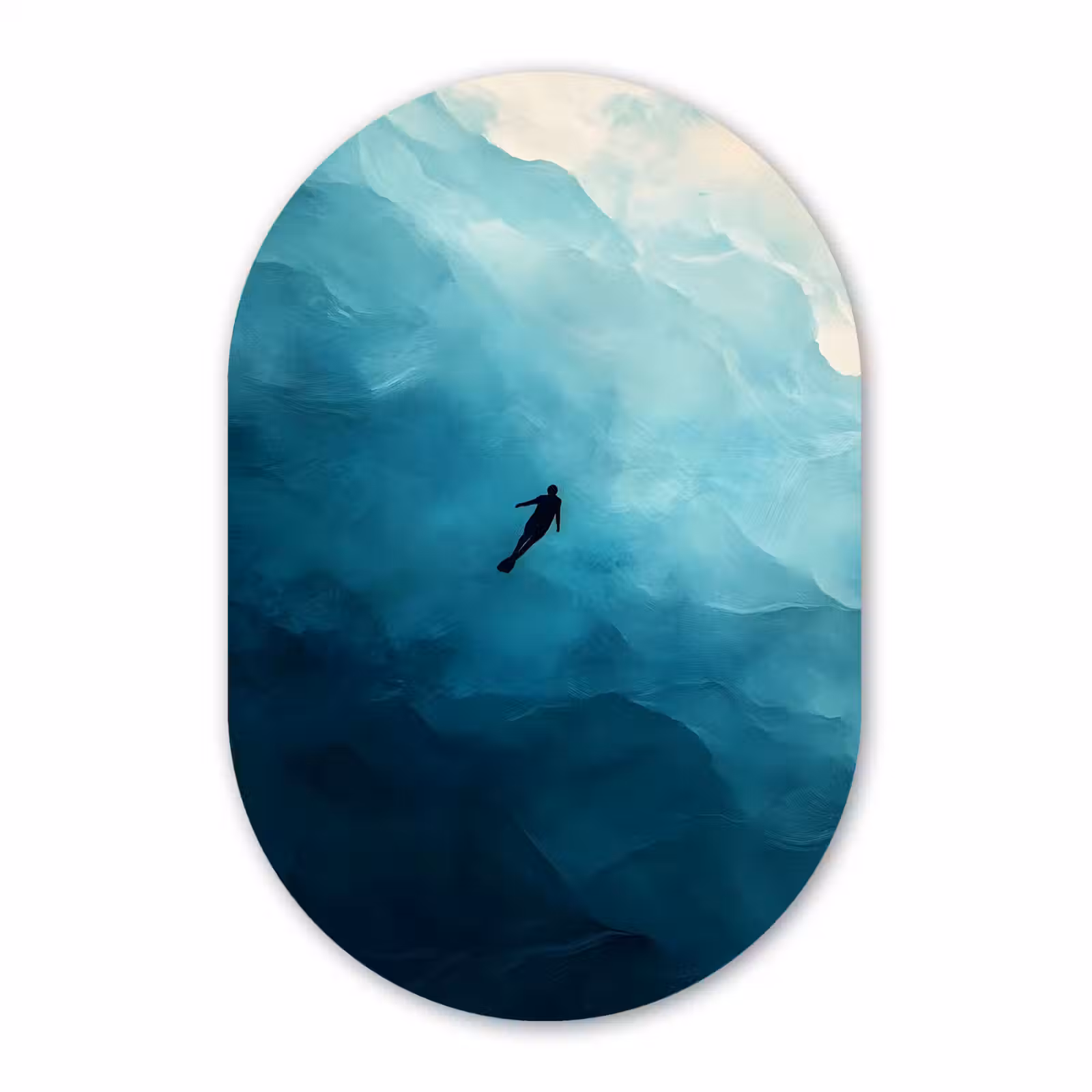 Muurovaal aluminium - Zee - Silhouet - Abstract - Blauw — 1