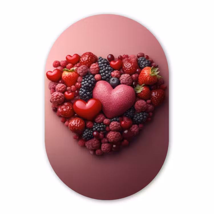 Muurovaal aluminium - Fruit - Hartjes - Aardbeien - Frambozen - Bosbessen — 1