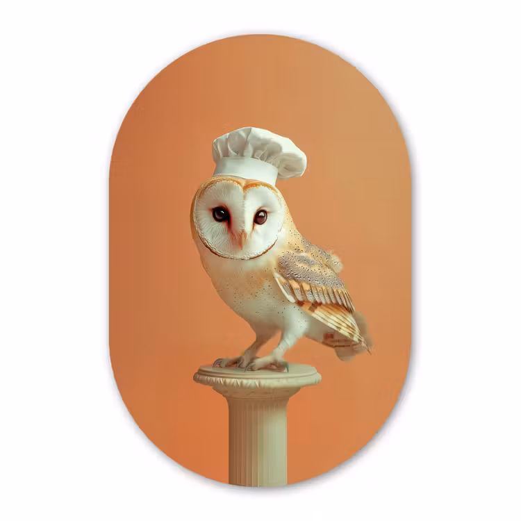 Muurovaal aluminium - Kerkuil - Koksmuts - Oranje - Vogel — 1