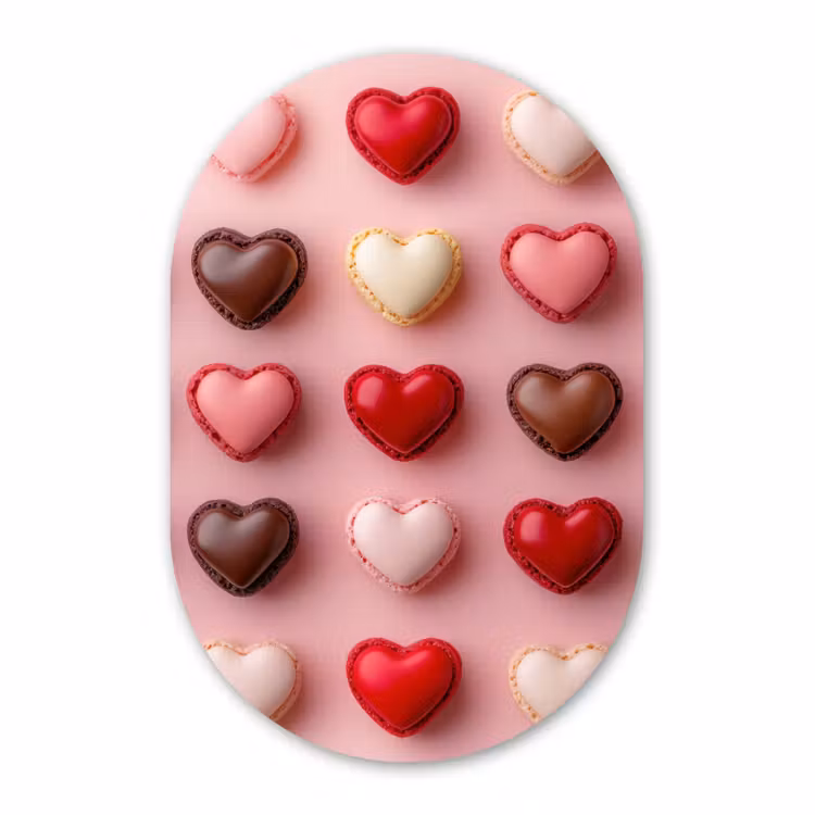 Muurovaal aluminium - Macarons - Hartjes - Kleurrijk - Roze — 1