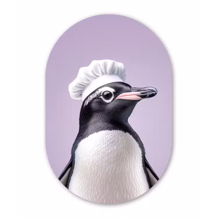Muurovaal aluminium - Pinguïn - Koksmuts - Lief - Paars — 1