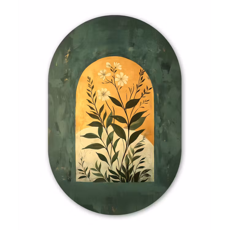 Muurovaal aluminium - Plant - Bloemen - Wit — 1
