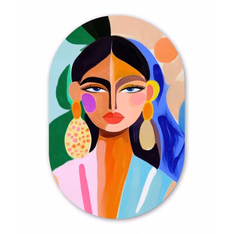 Muurovaal aluminium - Portret - Vrouw - Modern — 1