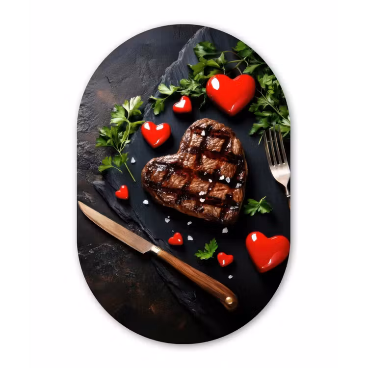 Muurovaal aluminium - Steak - Hart - Bestek — 1