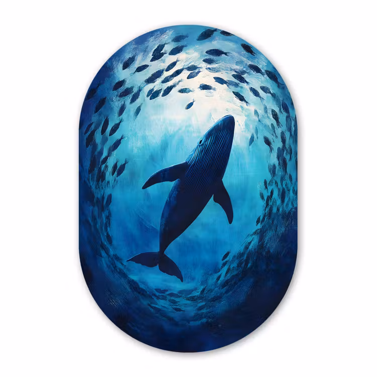 Muurovaal aluminium - Walvis - Vissen - Donkerblauw — 1