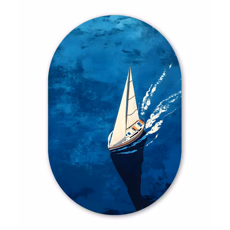 Muurovaal aluminium - Zeilboot - Water - Abstract - Schaduw — 1