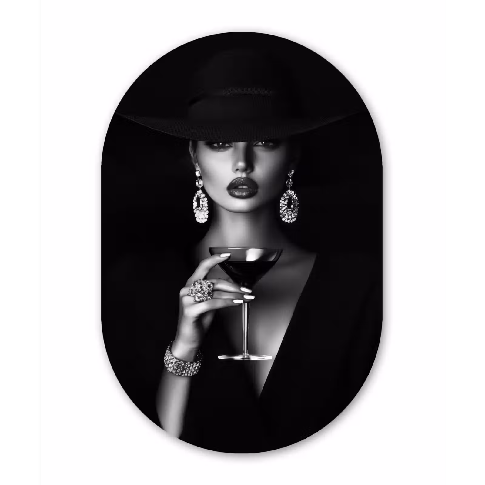 Muurovaal aluminium - Vrouw - Cocktail - Chic — 1