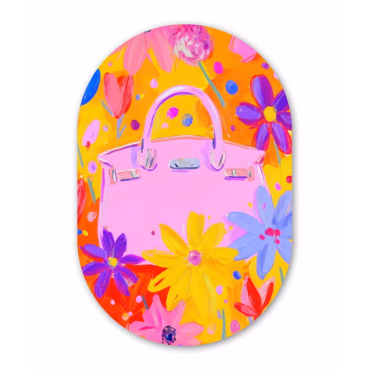 Muurovaal aluminium - Tas - Roze - Bloemen — 1