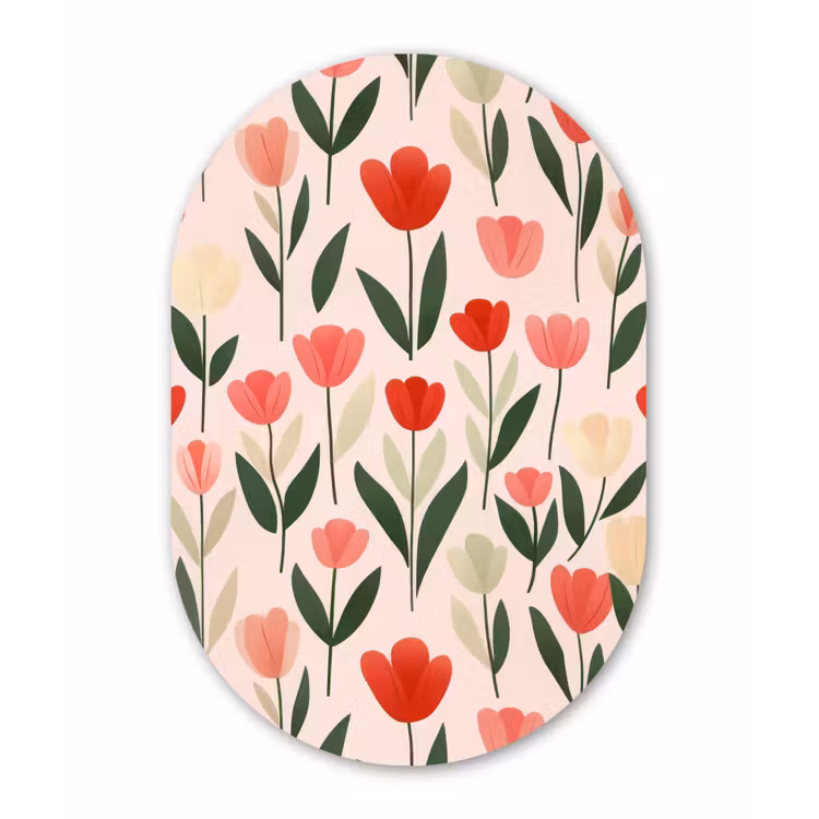 Muurovaal aluminium - Tulpen - Modern - Roze — 1