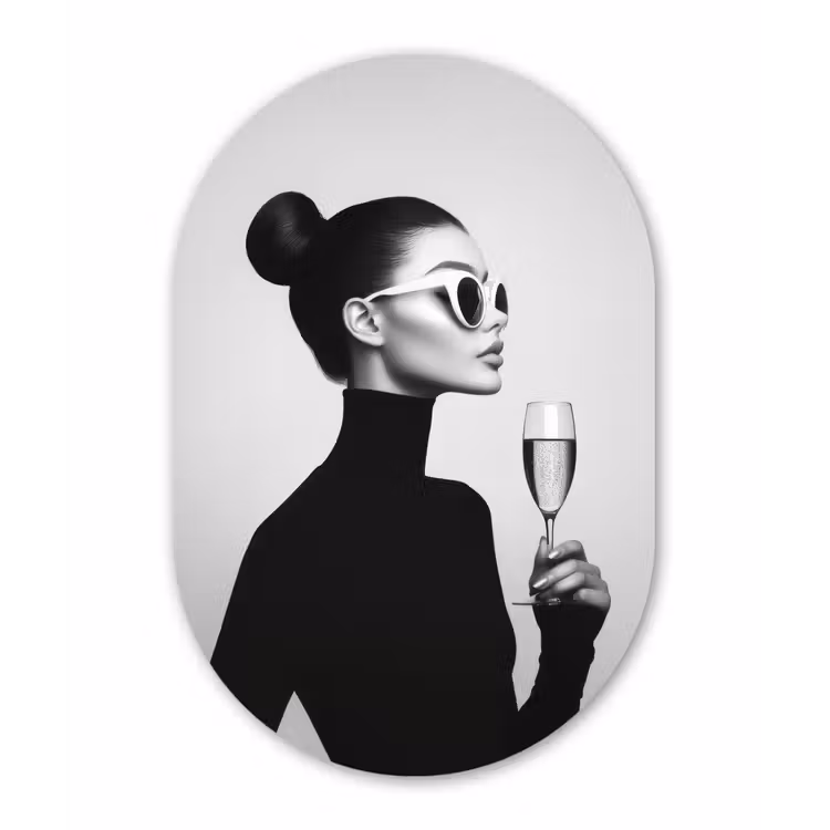 Muurovaal aluminium - Vrouw - Champagne - Modern — 1