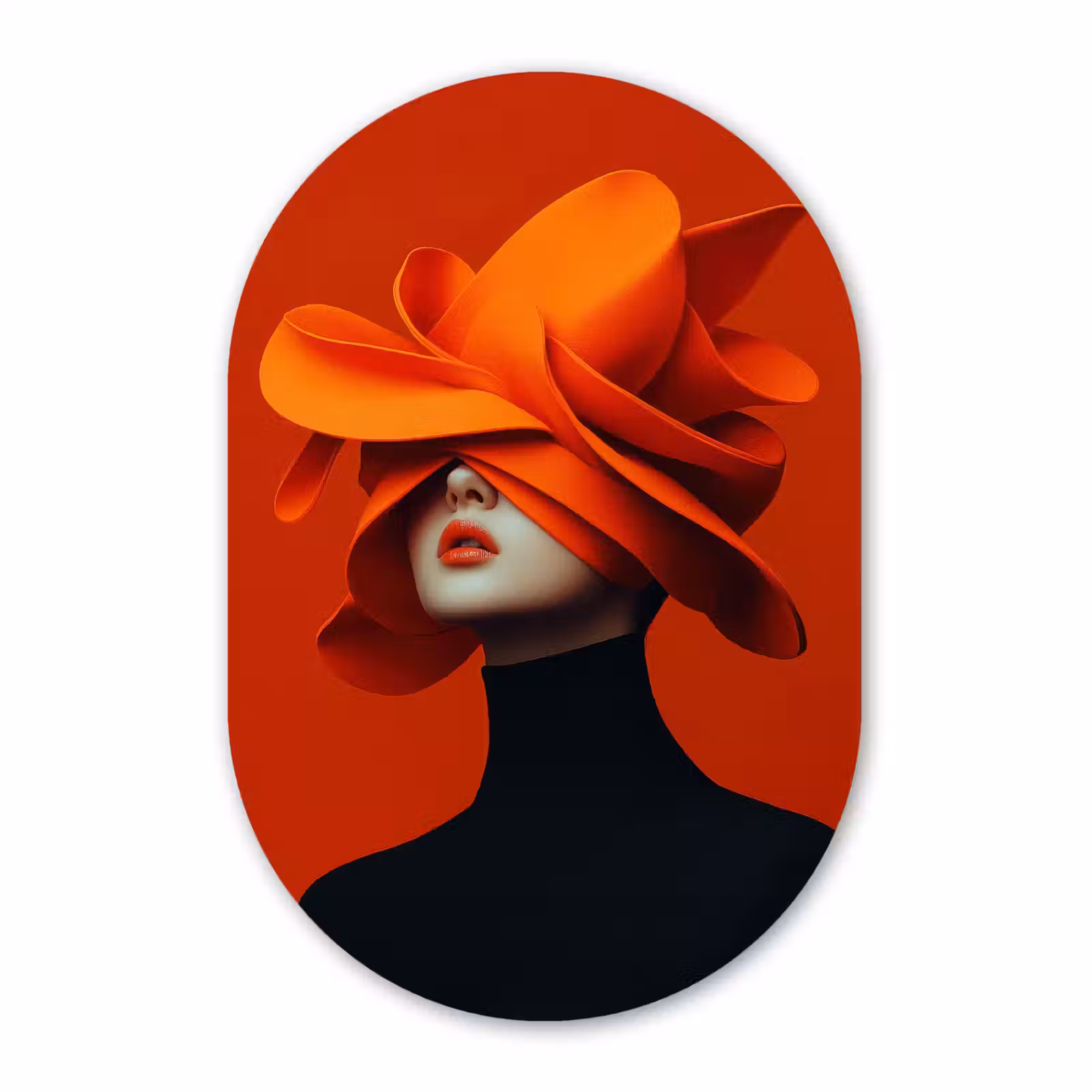 Muurovaal aluminium - Oranje - Hoed - Vrouw — 1