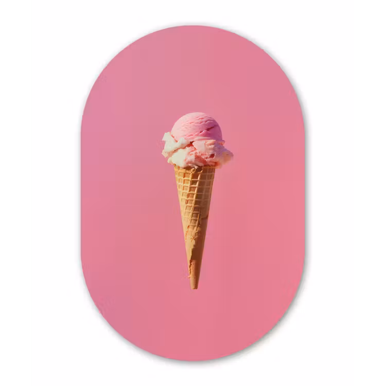 Muurovaal aluminium - Hoorntje - Schepijs - Roze — 1