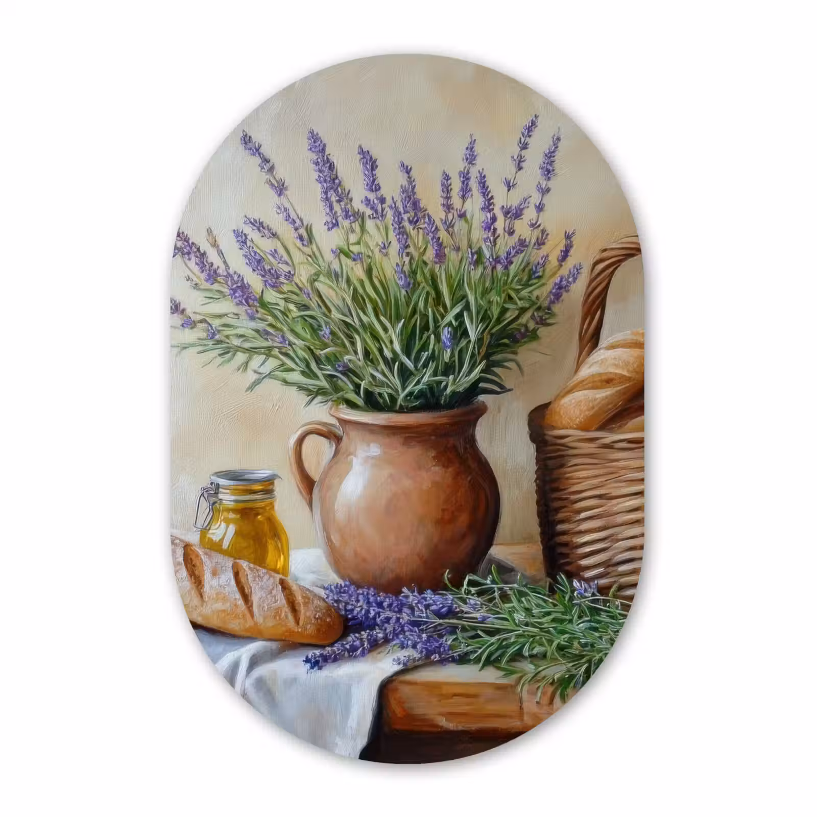 Muurovaal aluminium - Lavendel - Brood - Stilleven — 1