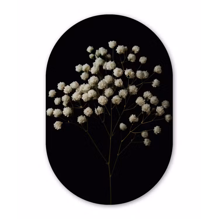 Muurovaal aluminium - Gipskruid - Bloemetjes - Wit - Minimalistisch — 1