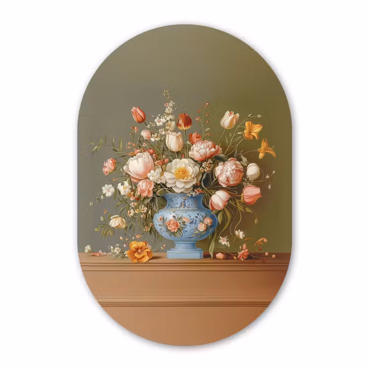 Muurovaal aluminium - Neutral - Bloemen - Boeket - Vaas — 1