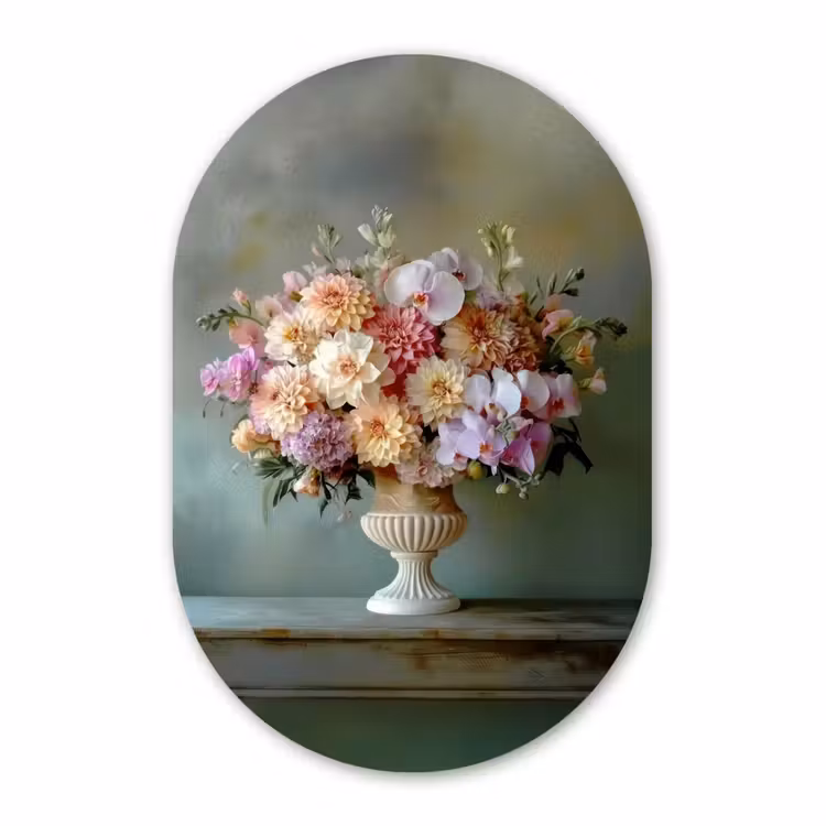 Muurovaal aluminium - Orchidee - Boeket - Vaas - Bloemen — 1