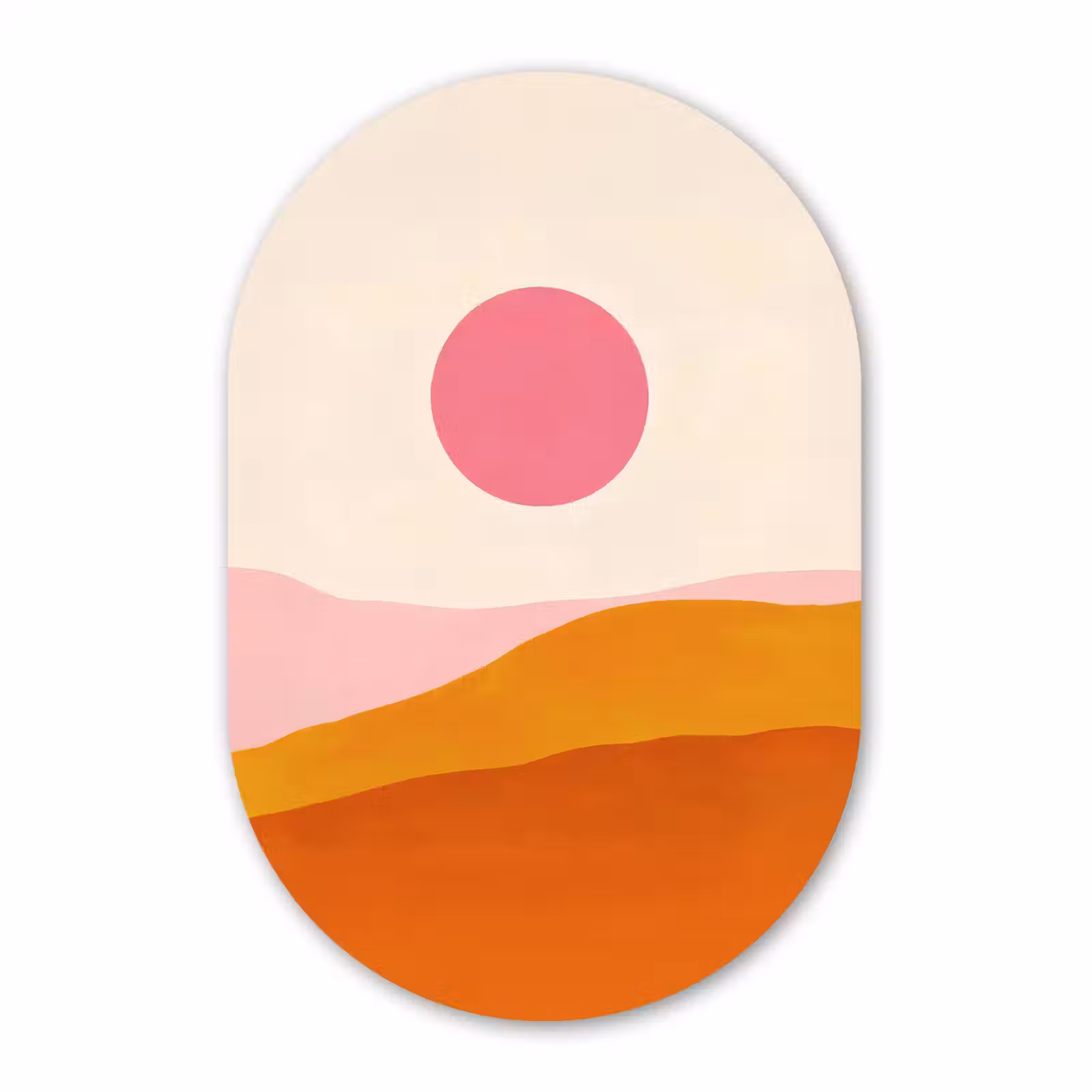 Muurovaal aluminium - Zon - Heuvels - Abstract - Roze — 1