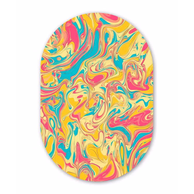 Muurovaal aluminium - Geel - Roze - Blauw - Retro — 1