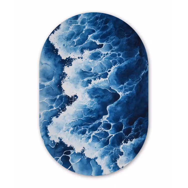 Muurovaal aluminium - Golven - Blauw - Schuim — 1