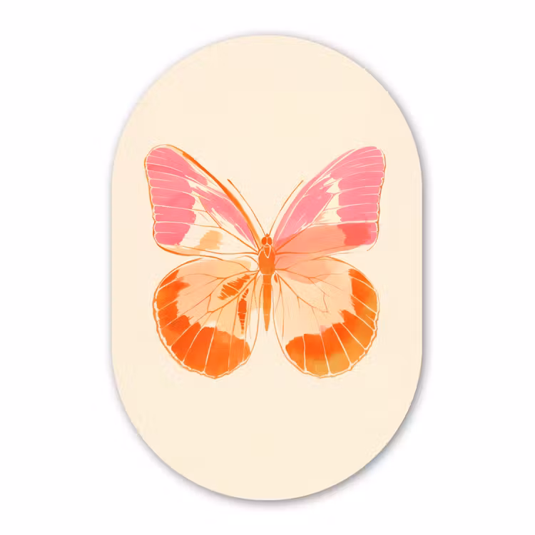 Muurovaal aluminium - Oranje - Vlinder - Minimalistisch — 1