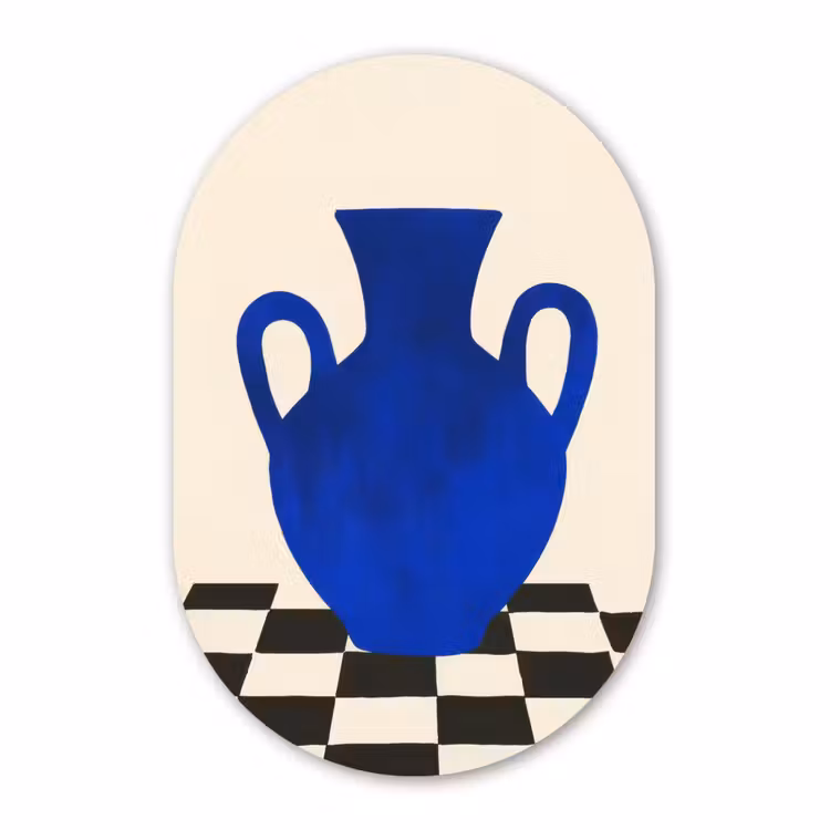 Muurovaal aluminium - Vaas - Blauw - Geblokt - Modern — 1