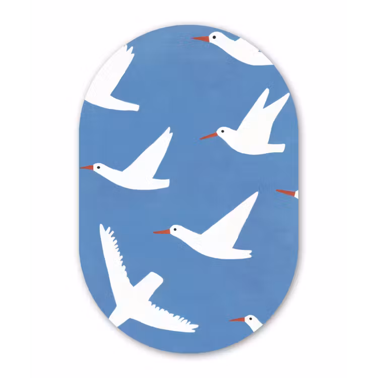 Muurovaal aluminium - Vogels - Wit - Patroon — 1