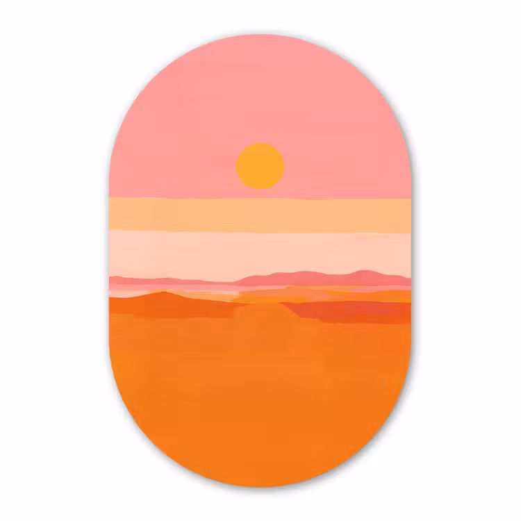 Muurovaal aluminium - Zon - Abstract - Landschap - Oranje — 1