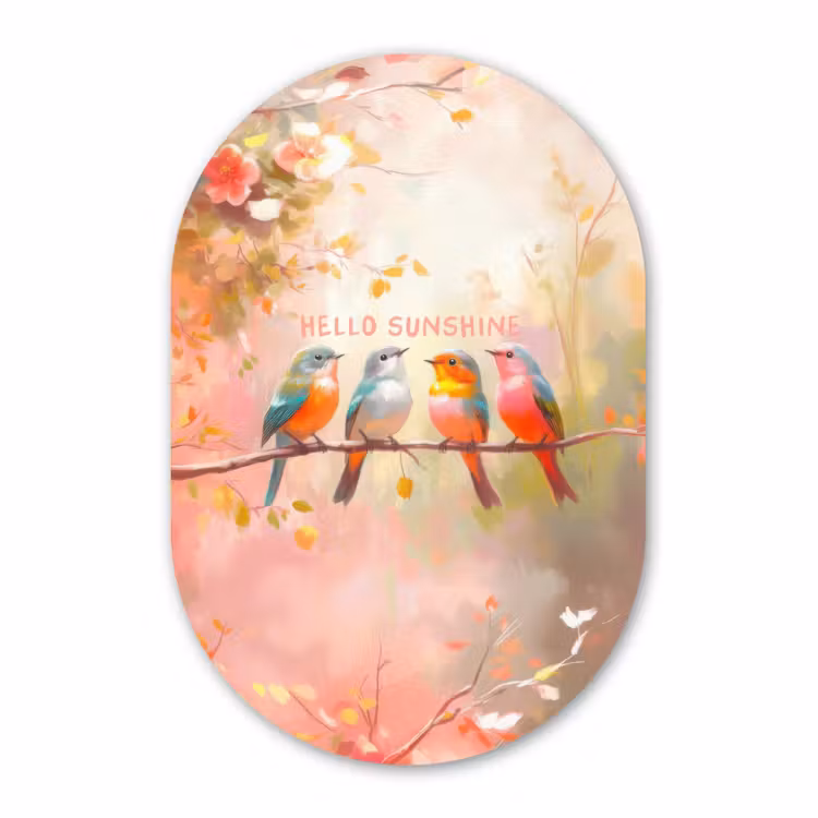 Muurovaal aluminium - Vogels - Tak - Quote - Roze — 1