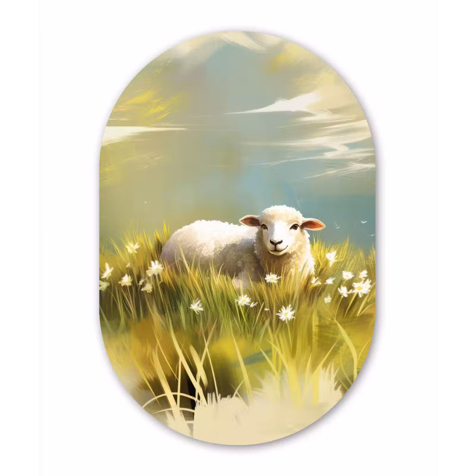 Muurovaal aluminium - Schaap - Weide - Groen — 1