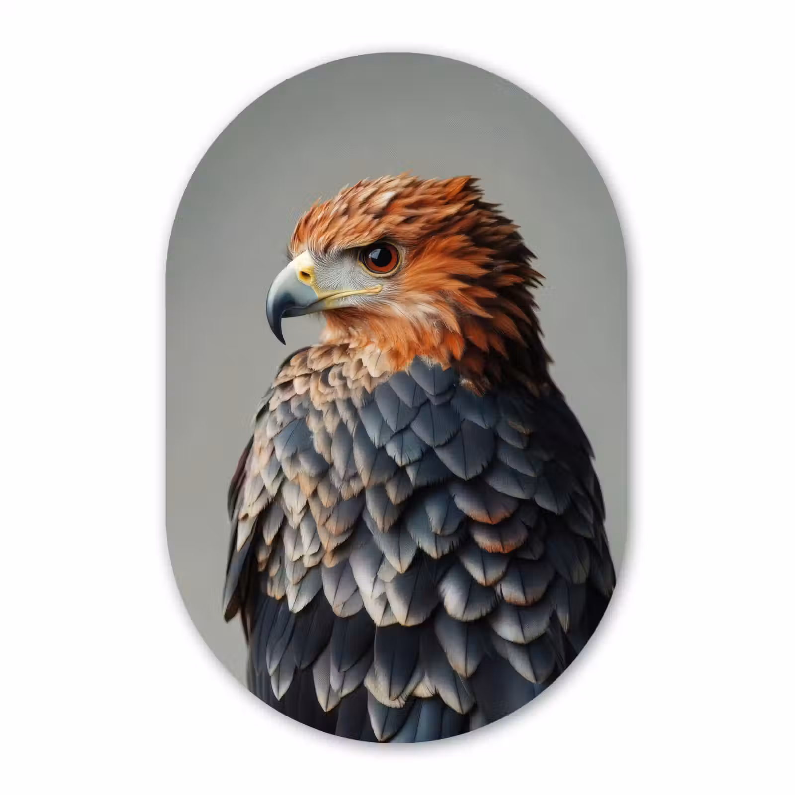 Muurovaal aluminium - Vogel - Realistisch - Veren - Bruin — 1