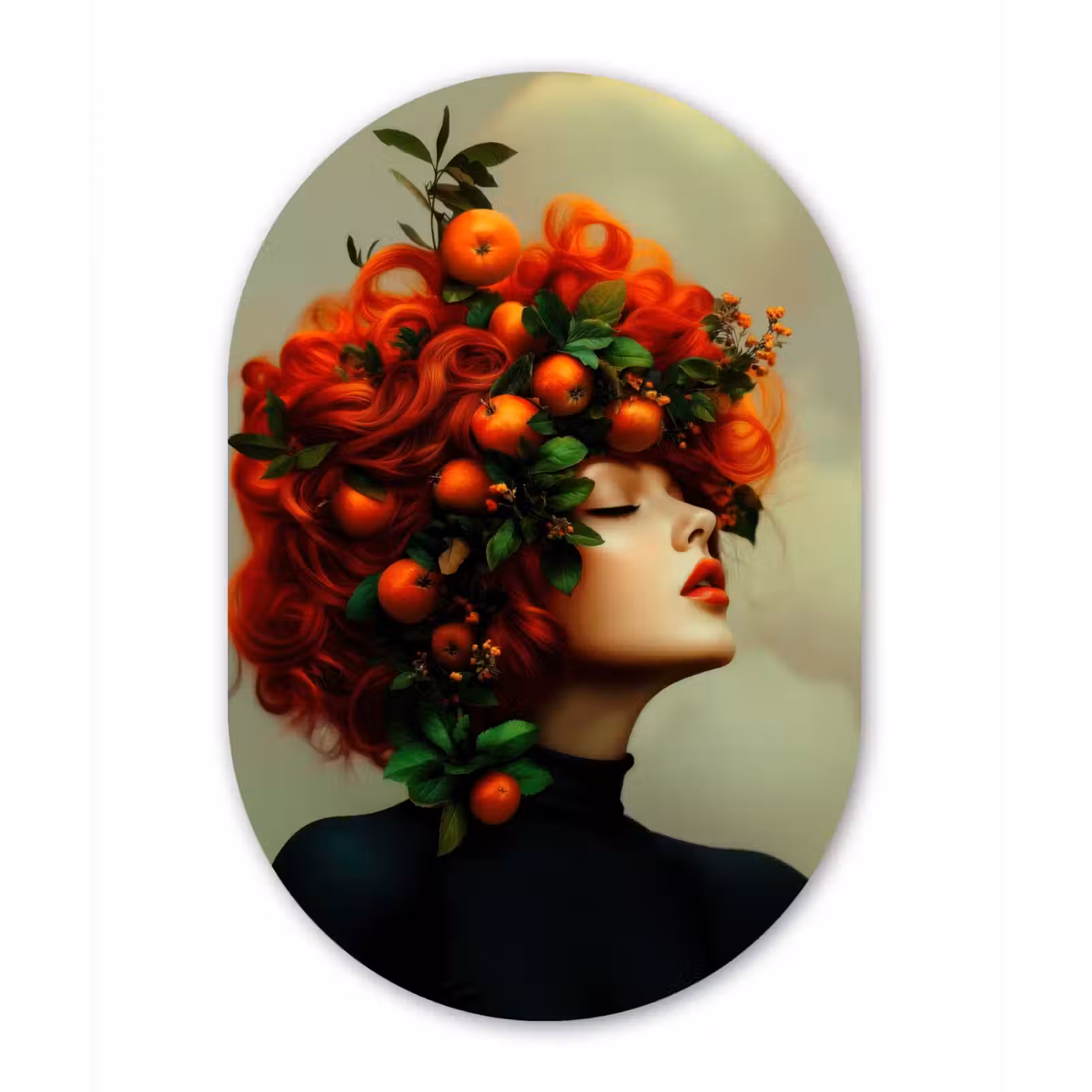 Muurovaal aluminium - Vrouw - Appels - Rood - Bladeren — 1