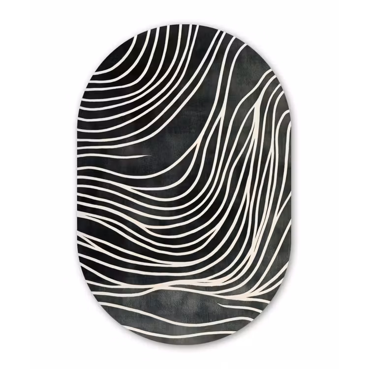 Muurovaal aluminium - Lijnen - Patroon - Abstract - Wit — 1