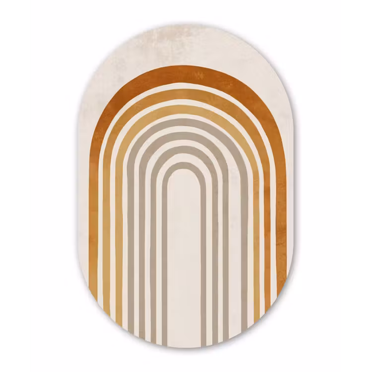 Muurovaal aluminium - Minimalistisch - Boog - Lijnen - Beige — 1
