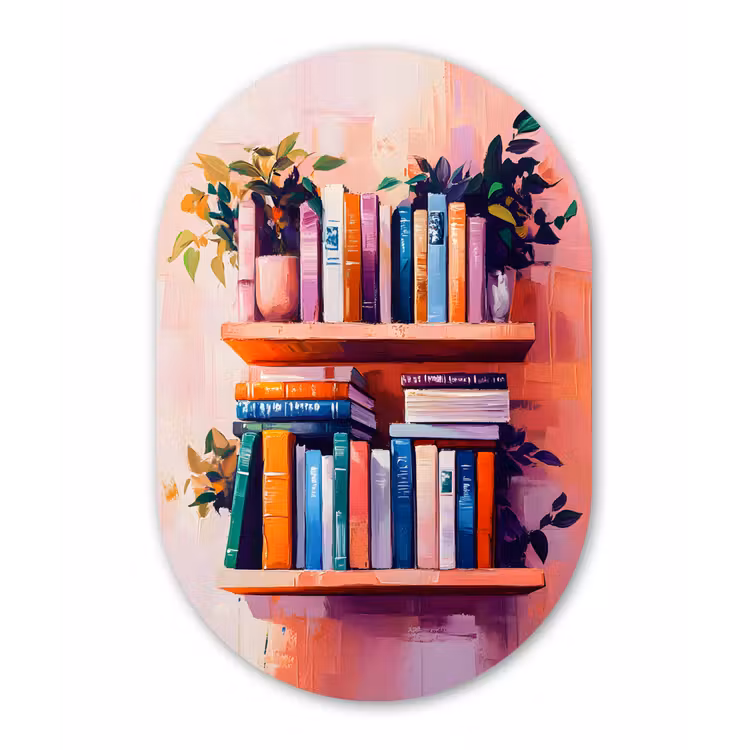 Muurovaal aluminium - Planken - Boeken - Bladeren — 1