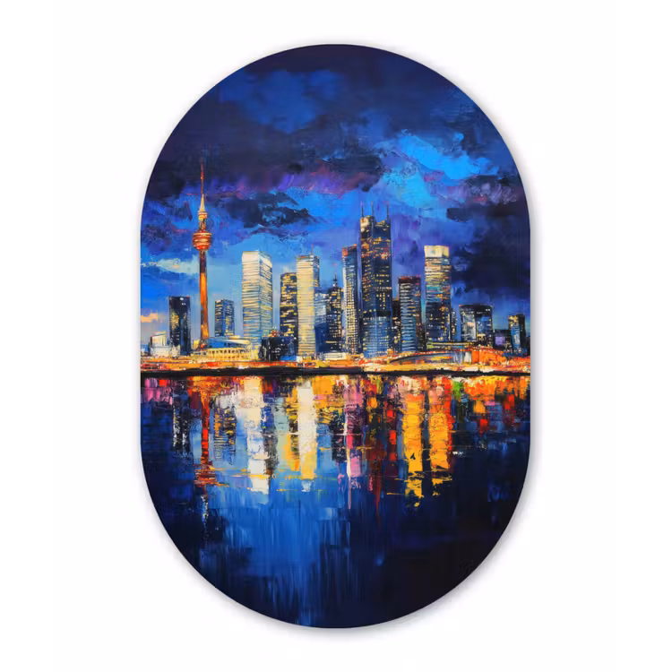 Muurovaal aluminium - Skyline Toronto - Modern - Stadslicht - Blauw — 1