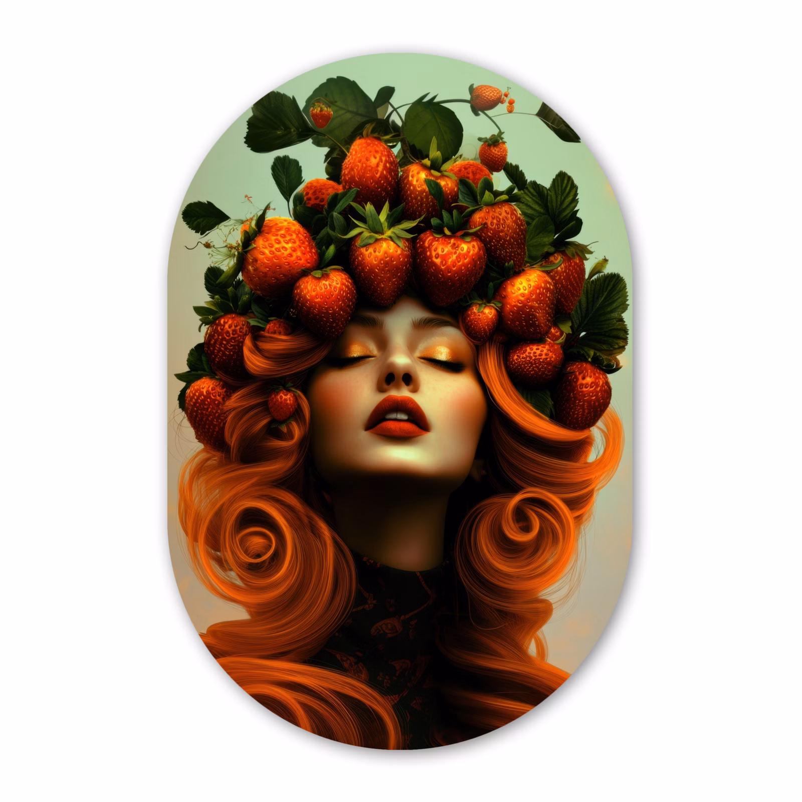 Muurovaal aluminium - Vrouw - Aardbeien - Kroon — 1