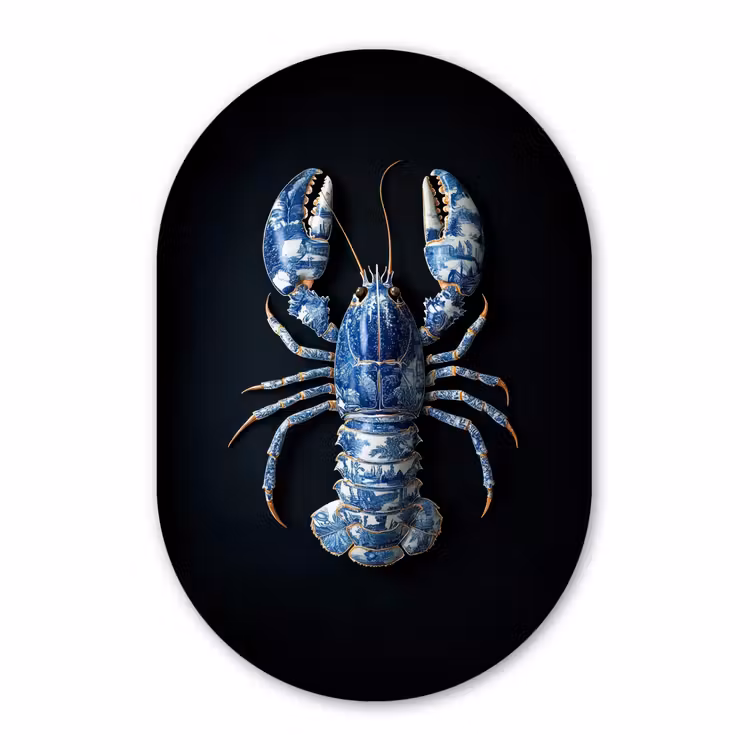 Muurovaal aluminium - Kreeft - Delftsblauw - Schild - Stoer — 1