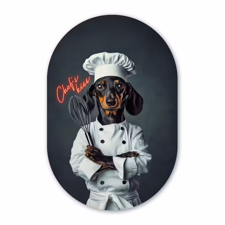 Muurovaal aluminium - Quote - Neon - Hond - Kokskleding — 1